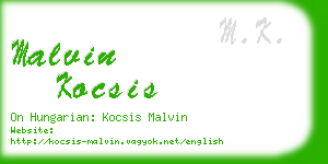 malvin kocsis business card